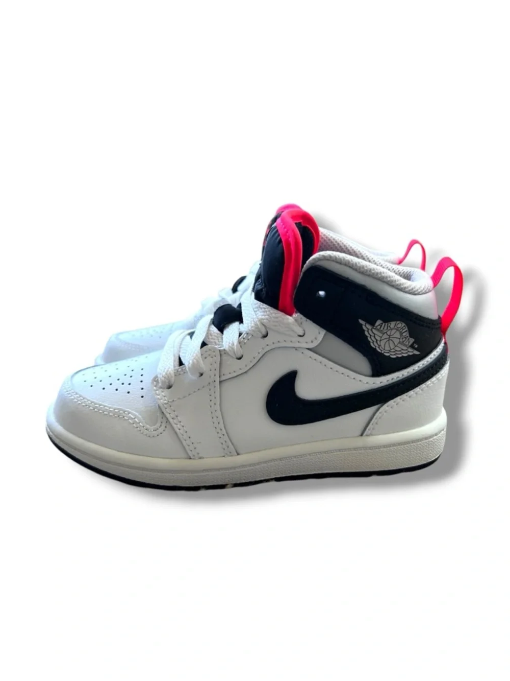 Jordan AJ 1 Mid Preschool boys sneakers - White, Black & Red - Picture 1 of 7